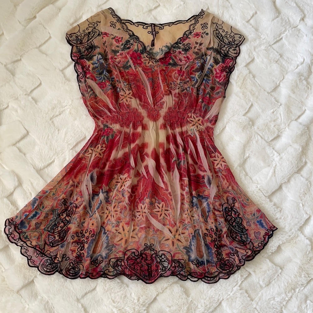 Bohemian Style Red Tie-dye Top